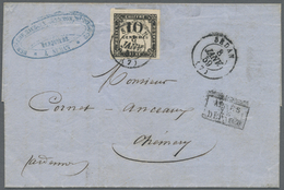 Br Frankreich - Portomarken: 1859, 10c. Black, Lithographed Issue, Full To Large Margins With  Part Of Upper Adjo - 1859-1959 Storia Postale