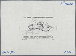 Thematik: Technik-Telefon / Technic-telephone: 1981, Österreich. Probedruck In Schwarz Für Die Ausgabe "100 Jahre Telefo - Télécom