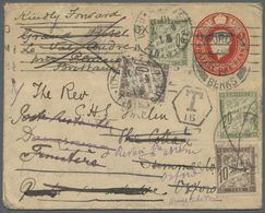 GA Frankreich - Portomarken: 1913 (29.8.), Stat. Envelope Embossed Oval KGV 1d. Scarlet Used From Berks With Seve - 1859-1959 Covers & Documents