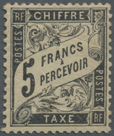 * Frankreich - Portomarken: 1882, Ziffernzeichnung 5 Fr. Schwarz Ungebraucht Mit Falz Und Zwei Leichten Bügen, S - 1859-1959 Covers & Documents