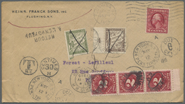 Br Frankreich - Portomarken: 1915, 10c. Brown And 20c. Olive On Incoming Cover From FLUSHING/USA To PARIS, Which - 1859-1959 Lettres & Documents