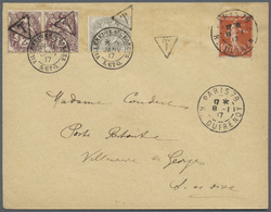 Br Frankreich - Portomarken: 1917 (8.1.), Underpaid Cover Bearing 10c Red Only Used From Paris To Villeneuve St. - 1859-1959 Storia Postale