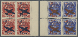 **/ Frankreich - Lokalausgaben: Nice: 1944, Airmail Issue 30 C. And 40 C. With Inverted Overprint, Block Of 4, Min - Autres & Non Classés