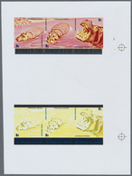 ** Thematik: Tiere, Fauna / Animals, Fauna: 1977, Guinea. Collective Color Proof For 2 Se-tenant Strips Of 3 For The 9s  - Other & Unclassified