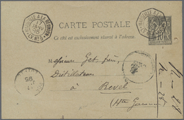 GA Französische Post In Ägypten - Port Said: 1895. French Type Sage Postal Stationery Card 10c Black Written From - Other & Unclassified