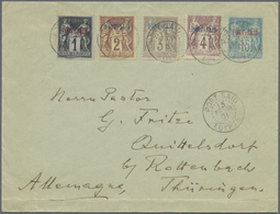 GA Französische Post In Ägypten - Port Said: 1901, 1c. To 4c., Four Values Uprating A Stationery Envelope 15c. Bl - Other & Unclassified