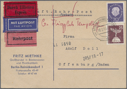 Br Berlin: 1960: Luftpostkarte Inland Mit Rohrpost Und Eilzustellung ( 10 + 5 LP, 20 RP, 60 Eil ) Mit 2 - Autres & Non Classés