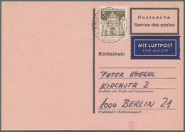 Br Berlin: Ca. 1975, 5 Pfg. Große Bauten Als Luftpostzuschlag Auf Rückschein Ab SASBACH B. ACHERN. - Autres & Non Classés