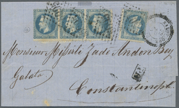 Br Französische Post In Der Levante: 1868. Envelope To Constantinople Bearing French Napoleon Yvert 22, 20c Blue - Other & Unclassified