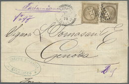 Br Französische Post In Der Levante: 1873, Freimarken, Zweimal 30 C In Verschiedener Tönung Auf Faltbrief Von "SA - Other & Unclassified