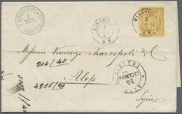 Br Französische Post In Der Levante: 1880. Envelope (vertical Fold) Addressed To Alep, Syria Bearing French 'Type - Other & Unclassified
