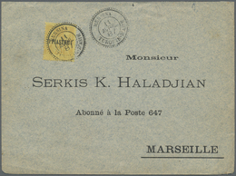 Br Französische Post In Der Levante: 1887. Envelope (part Of Flap Missing) Addressed To Marseille Bearing French - Autres & Non Classés