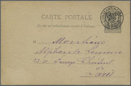 GA Französische Post In Der Levante: 1895. France Type Sage Postal Stationery Card 10c Black Cancelled By 'Consta - Other & Unclassified