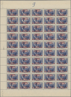 ** Französische Post In Der Levante: 1942, 2.50fr. On 12½pi. Ultramarine, Complete Sheet Of 50 Stamps, Unmounted - Other & Unclassified