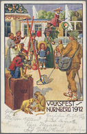 GA Thematik: Tiere-Affen / Animals-monkeys: 1912, Bayern. Privat-Postkarte 5 Pf Luitpold "Volksfest Nürnberg 1912" Mit R - Scimmie