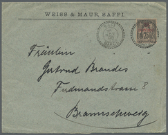 Br Französische Post In Marokko: 1896 (25.11.), Allegorie 25c. Black On Rose Surch. '25 CENTIMOS' In Red Commerci - Other & Unclassified