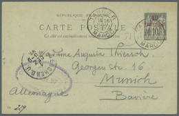 GA Französische Post In Marokko: 1897 (26.11.), French Stat. Postcard Allegorie 10c. Grey On Greenish Stock Surch - Other & Unclassified