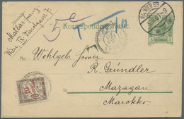 GA Französische Post In Marokko: 1907, 10 C On 10 C Black-brown Postage Due On Incoming Postal Stationery Card Fr - Other & Unclassified