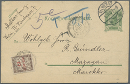 GA Französische Post In Marokko: 1907, 10 C On 10 C Black-brown Postage Due On Incoming Postal Stationery Card Fr - Autres & Non Classés