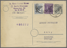 GA Berlin - Ganzsachen: 1948, 12 Pfg. Ganzsachenkarte Mit Portogerechter Zufrankatur 12 Pfg. Und 6 Pfg. - Autres & Non Classés