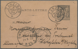 GA Französische Post In Zanzibar: 1889, French Letter Card Sent From "ZANZIBAR 3 AOUT 89" With Octagonal Maritime - Other & Unclassified