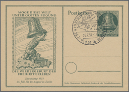 GA Berlin - Ganzsachen: 1951, 10 Pf Glocke Links Mit Sonderstempel Europazug Von Ausgabetag 25.7.51, Un - Altri & Non Classificati