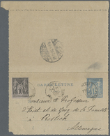 GA Frankreich - Ganzsachen: 1890, 15 C. Card Letter Uprated With 10 C. Sage Sent To Rostock With Interesting Adve - Other & Unclassified
