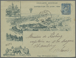 GA Frankreich - Ganzsachen: 1894, 15c. Blue "Sage", Stamped To Order Envelope "EXPOSITION DE LYON 1894", Used "LY - Other & Unclassified