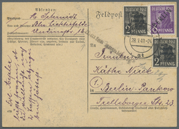 Br Berlin - Postkrieg: 1949, Orts-Postkarte Ab BERLIN SW 11at 28.1.49 Mit 6 Pfg. Schwarzaufdruck Und 2- - Other & Unclassified