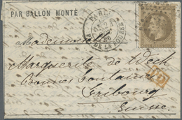 Br Frankreich - Ballonpost: 1870, 30 C Napoleon, Single Franking On Folded Letter "PAR BALLON MONTE" Cover With C - 1960-.... Lettres & Documents