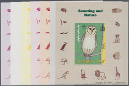 ** Thematik: Tiere-Eulen / Animals-owls: 2001, MONGOLIA: Nature OWL 300t. Special Miniature Sheet In Seven Different Per - Gufi E Civette