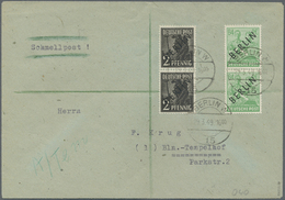 Br Berlin - Postschnelldienst: 1949, Schnelldienstbrief Mit 2 X 2 Und 2 X 84 Pfennig SA, Verm. Als Orts - Covers & Documents