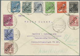 Br Berlin - Postschnelldienst: 1949, Schnelldienstbrief  Mit 10 Werten Schwarzaufdruck, Zusammen DM 2,4 - Storia Postale