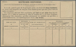 Br Frankreich - Ballonpost: 1870/71: Ballon Monte-Antwortkarte "DEPECHE-RESPONSE" Ungebraucht Für Brieftauben-Nac - 1960-.... Covers & Documents