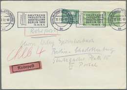 Br Berlin - Postschnelldienst: 1952/1954, Rohrpostbrief Im Tarif I 25 Pfennig Mit 3 X 10 Pfennig Bauten - Covers & Documents