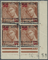 ** Frankreich - Militärpost / Feldpost: 1942, Batiment De Ligne Richelieu, 50 Auf 75 C. Merkur Im Eckrand-4er-Blo - Military Airmail