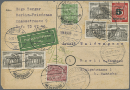 Br Berlin - Postschnelldienst: 1950, Postkarte, Erst Mit 3 X 1 Pfennig Bauten Und 5 Pfennig Grünaufdruc - Lettres & Documents