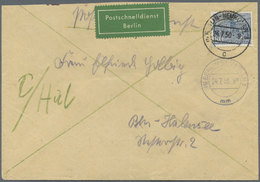 Br Berlin - Postschnelldienst: 1950: Schnelldienstbrief 80 Pfennig Bauten I Ab Zweigpostamt Neukölln 3 - Covers & Documents