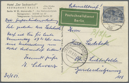 Br Berlin - Postschnelldienst: 1951: Schnelldienstbrief 80 Pfennig Bauten I Als EF Ab W 15 4.9.51 11.00 - Covers & Documents