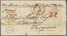 Br Gibraltar: 1849. Stampless Envelope (small Stains) Written From Gibraltar Dated '16th Jan 1849' Addressed To V - Gibilterra