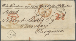 Br Gibraltar: 1849. Stampless Envelope (small Stains) Written From Gibraltar Dated '16th Jan 1849' Addressed To V - Gibraltar