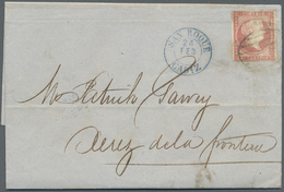 Br Gibraltar: 1857, 24.2., Bf. Mit Spanien 4 C. (wurde In Gibraltar Verkauft) Mit Blauem Stpl. Des Austausch-Post - Gibilterra