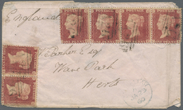 Br Gibraltar: 1860, Ladies Cover Containing 6 Pieces Of 1 D Red Mit "A 26" Barred Oval And Blue Small Circled GIB - Gibraltar