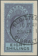 Brrst Gibraltar: 1903, Freimarken: König Eduard VII. 8 Sh Auf Briefstück, Entwertet Mit Glasklarem Registed-Stempel. - Gibilterra