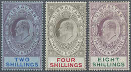 * Gibraltar: 1910/1911, KEVII Definitives With Mult Crown CA Wmk. In New Colors 2s. To 8s., Mint Lightly Hinged - Gibilterra