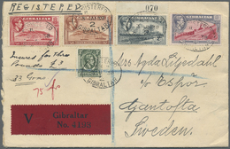 Br Gibraltar: 1938. Regislered And Insured Envelope Addressed To Sweden Bearing SG 123, 1½d Carmine, SG 124, 2d G - Gibraltar