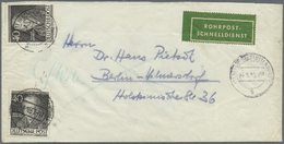 Br Berlin - Postschnelldienst: 1953, Brief Rohrpost-Schnelldienst 80 Pfennig Mit 2 X 40 Pfennig Berühmt - Brieven En Documenten