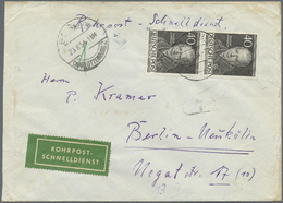 Br Berlin - Postschnelldienst: 1954, Brief Rohrpost-Schnelldienst 80 Pfennig Mit 2 X 40 Pfennig Berühmt - Storia Postale