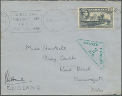 Br Gibraltar: 1940. Envelope Addressed To England Bearing SG 124, 2d Grey Tied By Gibraltar Slogan With Framed 'P - Gibraltar
