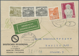 Br Berlin - Postschnelldienst: 1954, Schnelldienstbrief 80 Pfennig Mit 50 Pfennig Bauten I Und 30 Pfenn - Brieven En Documenten